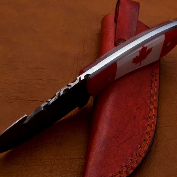 8.5" Handmade Damascus Knife Bowie Gut Hook Knife - Picture 11 of 12